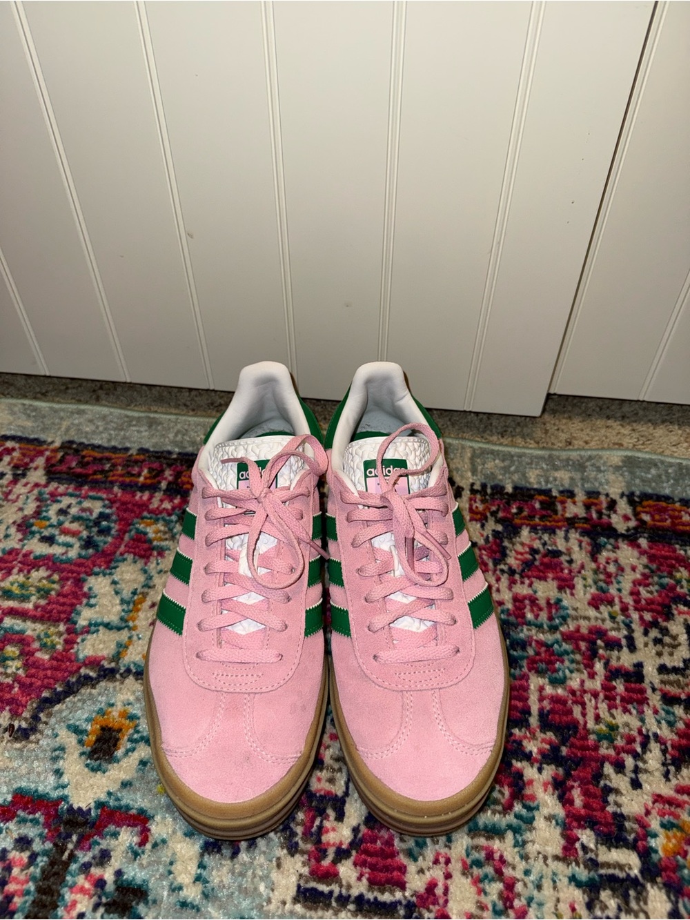 adidas Gazelle Platform Sneaker - Pink & Green with Gum Sole - Picture 6 of 6